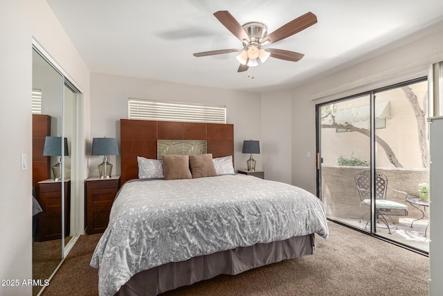 2228 N 52nd St Unit 140, Phoenix, AZ 85008 - bedroom featuring carpet, access to outside, a ceiling fan, and a closet