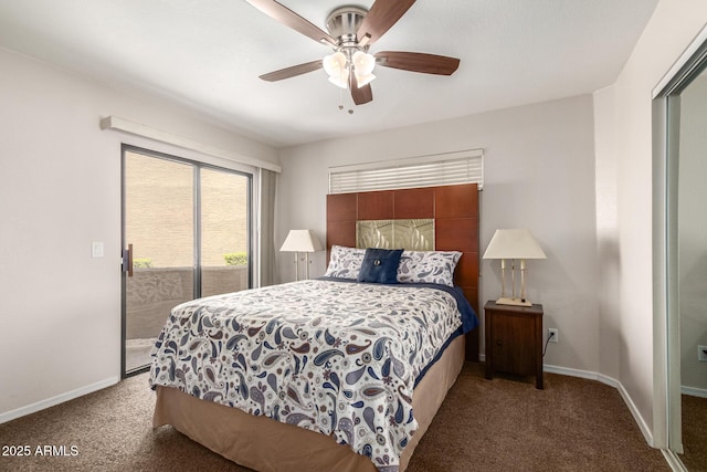 2228 N 52nd St Unit 140, Phoenix, AZ 85008 - bedroom with carpet flooring, access to outside, and ceiling fan