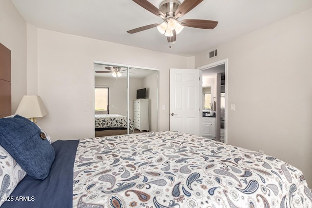 2228 N 52nd St Unit 140, Phoenix, AZ 85008 - bedroom with a ceiling fan and a closet