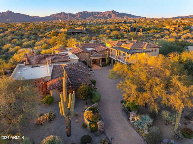 aerial view with a mountain view