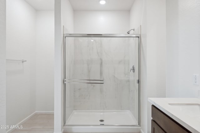 25425 W Graham Trl, Buckeye, AZ 85326 - full bath featuring recessed lighting, vanity, baseboards, and a marble finish shower
