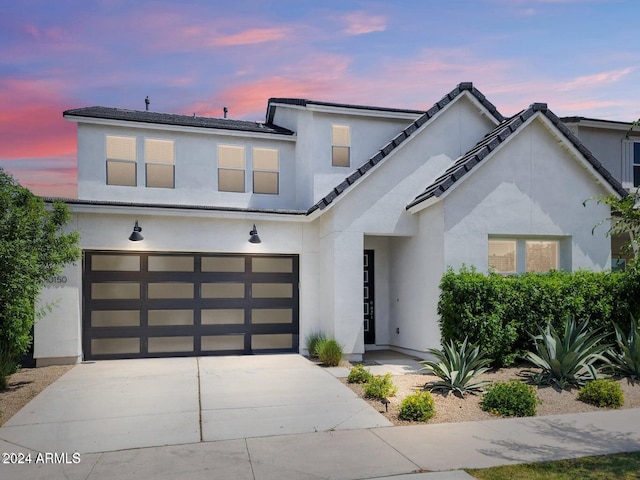 view of front of house with a garage