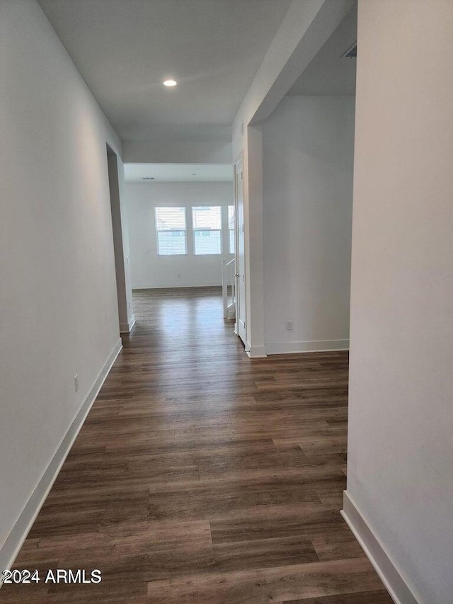 hall featuring dark hardwood / wood-style floors