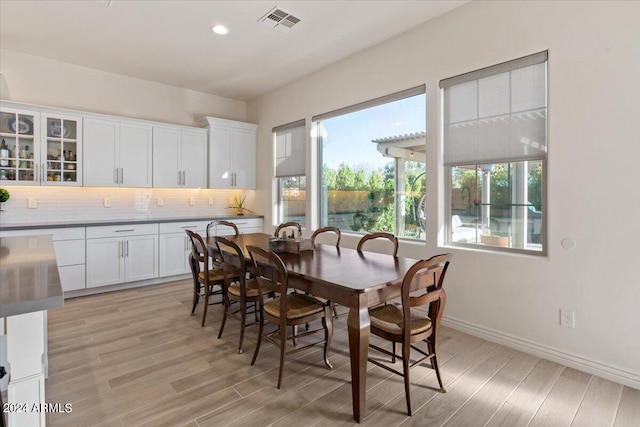 dining area featuring light hardwood / wood-style flooring