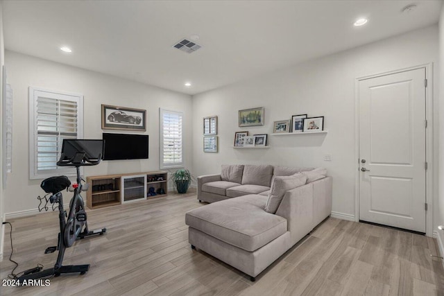 living room featuring light hardwood / wood-style floors