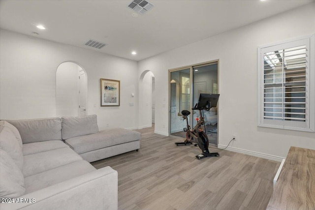 living room featuring light hardwood / wood-style flooring