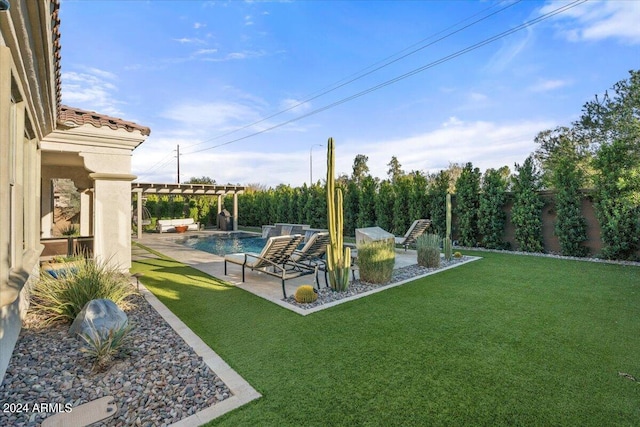 view of yard featuring a pergola and a patio area