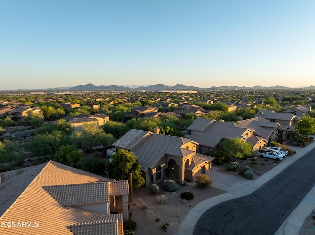 9571 E Nittany Dr, Scottsdale, AZ 85255 - aerial view at dusk of a residential view and a mountain view
