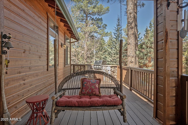 deck featuring grilling area