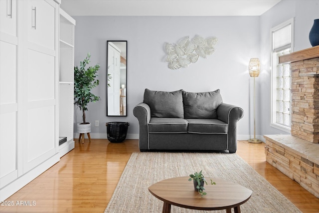 living room with light wood-type flooring