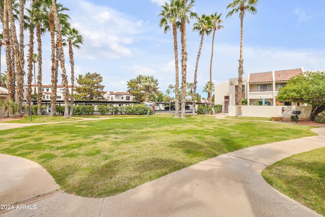 view of home's community with a lawn