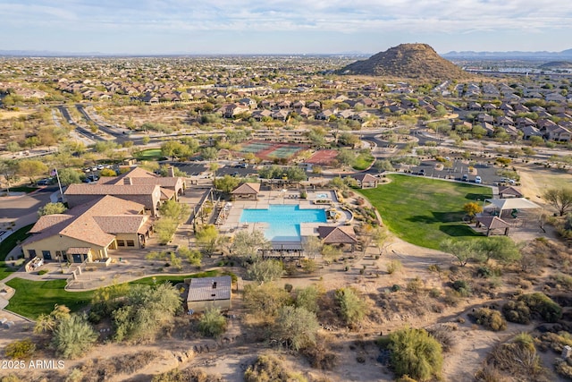 aerial view featuring a mountain view