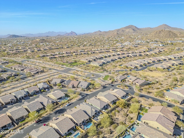 aerial view with a residential view and a mountain view