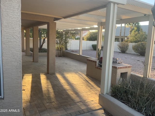 view of patio / terrace featuring a pergola