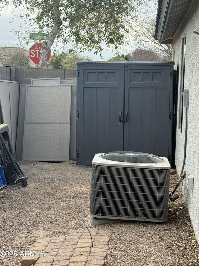 view of shed with cooling unit