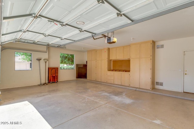 garage with a garage door opener