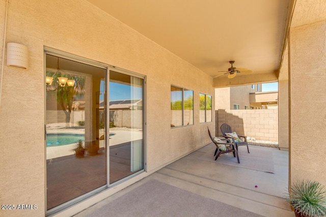 view of patio / terrace with ceiling fan