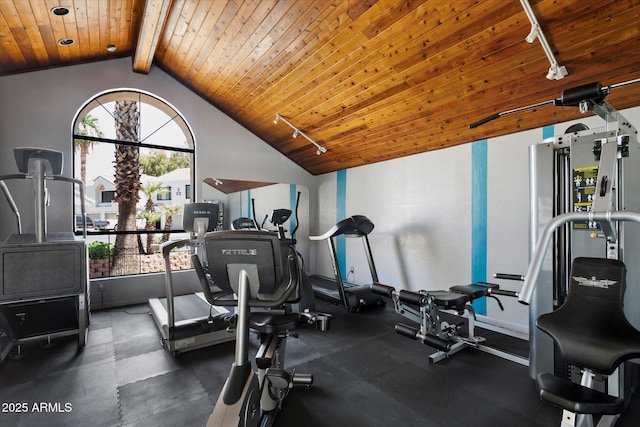 10115 E Mountain View Rd Unit 2061, Scottsdale, AZ 85258 - gym with rail lighting and wood ceiling