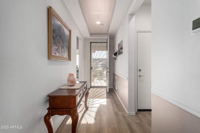 entryway with light wood-type flooring