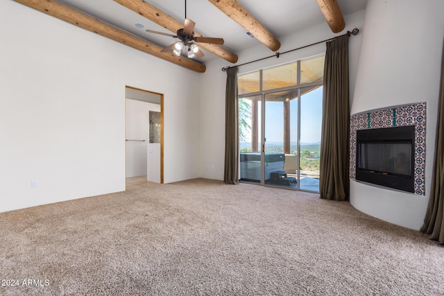 interior space featuring carpet floors and ceiling fan