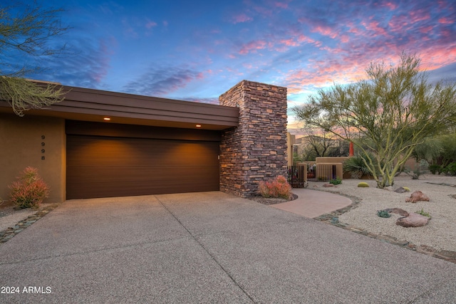 view of front of house with a garage