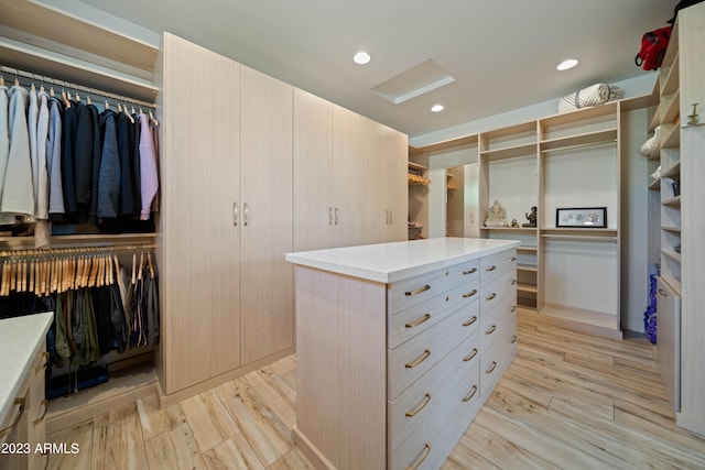 walk in closet featuring light hardwood / wood-style floors