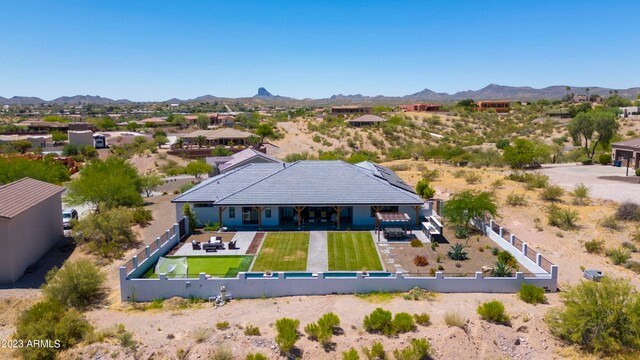 aerial view with a mountain view