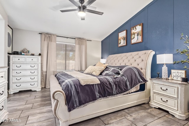 bedroom featuring ceiling fan