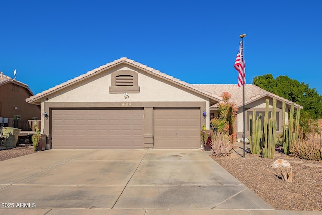 single story home with a garage