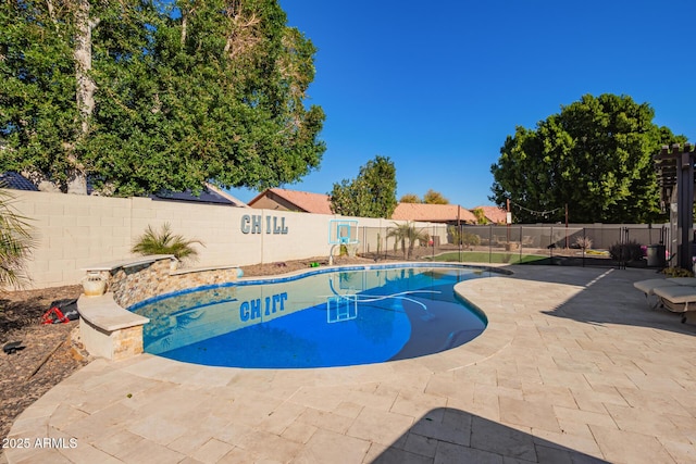 view of pool featuring a patio