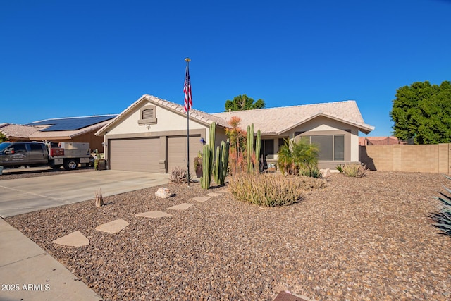 single story home featuring a garage