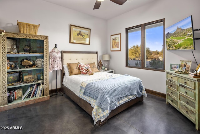 bedroom featuring ceiling fan