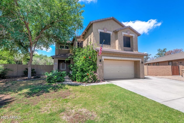 5787 W Barbara Ave, Glendale, AZ 85302 - view of front of property with stucco siding, concrete driveway, an attached garage, and a tiled roof