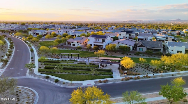 view of aerial view at dusk