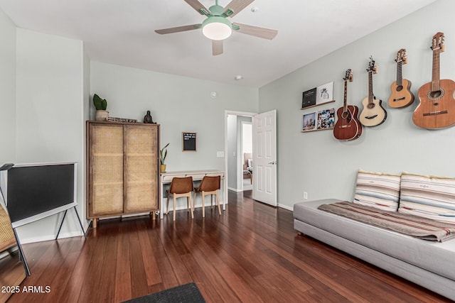 3037 E Hobart St, Gilbert, AZ 85296 - living area with ceiling fan and hardwood / wood-style floors