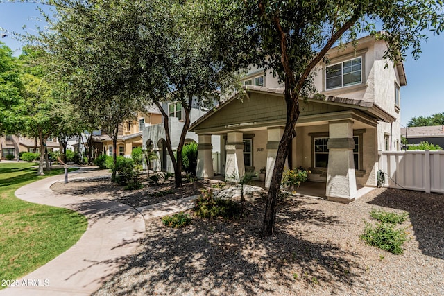 3037 E Hobart St, Gilbert, AZ 85296 - rear view of house with stucco siding and a porch