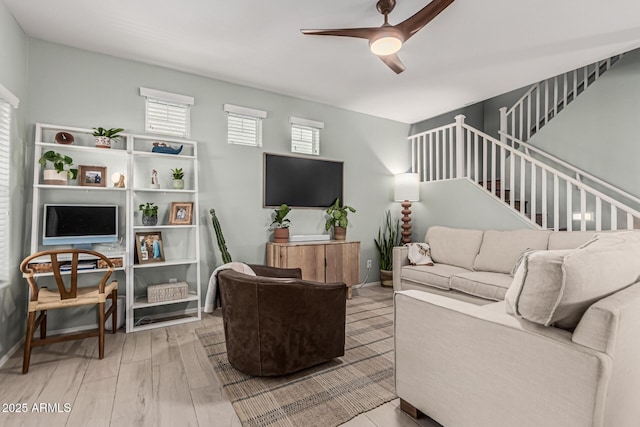 3037 E Hobart St, Gilbert, AZ 85296 - living area with a ceiling fan and wood finished floors