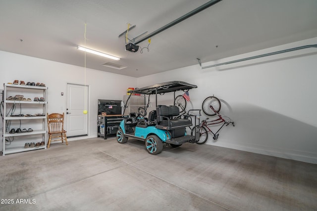 garage with a garage door opener