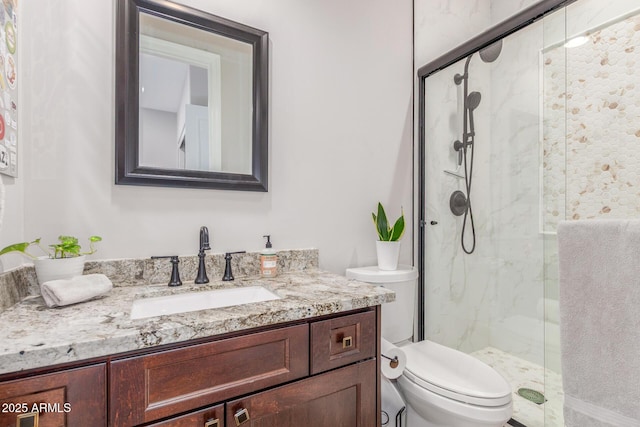 8725 E Menlo Cir, Mesa, AZ 85207 - full bath with toilet, vanity, and a marble finish shower