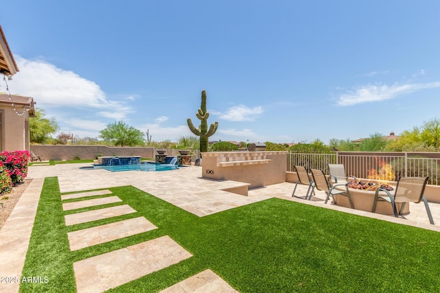 8725 E Menlo Cir, Mesa, AZ 85207 - view of yard with a patio area and a fire pit