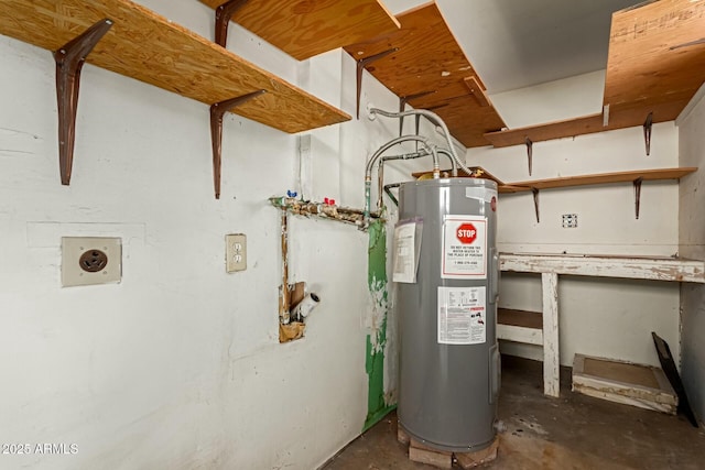 utility room with water heater