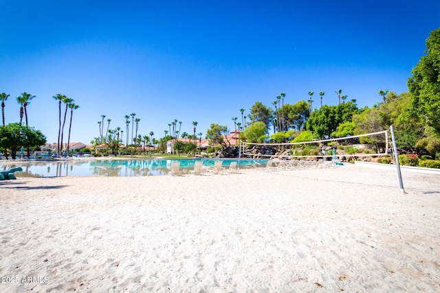 view of property's community with a water view