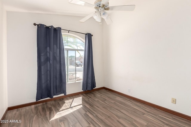2356 N Glenview, Mesa, AZ 85213 - empty room with wood finished floors, ceiling fan, and baseboards