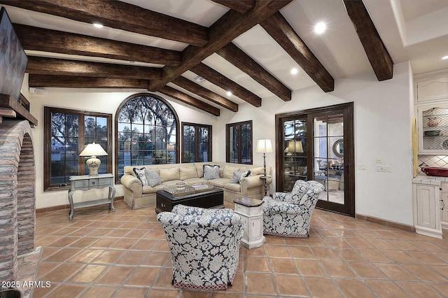 2041 W Hemlock Way, Chandler, AZ 85248 - living room featuring baseboards, recessed lighting, and light tile patterned floors