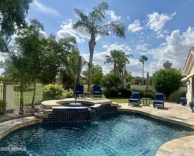 2041 W Hemlock Way, Chandler, AZ 85248 - view of swimming pool with a fenced backyard, a patio, and a pool with connected hot tub