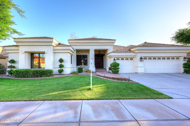 2041 W Hemlock Way, Chandler, AZ 85248 - view of front of home featuring a garage, stucco siding, concrete driveway, and a front lawn