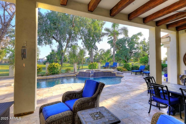 2041 W Hemlock Way, Chandler, AZ 85248 - view of patio featuring a fenced backyard and a pool with connected hot tub
