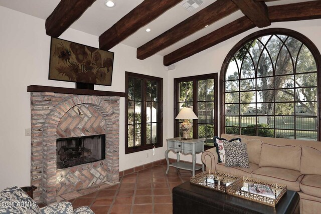 2041 W Hemlock Way, Chandler, AZ 85248 - living area featuring healthy amount of natural light, tile patterned flooring, baseboards, and recessed lighting