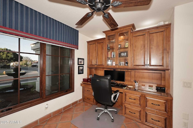 2041 W Hemlock Way, Chandler, AZ 85248 - office space with built in desk, ceiling fan, and tile patterned flooring