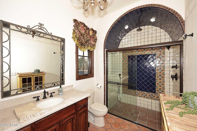 2041 W Hemlock Way, Chandler, AZ 85248 - full bathroom featuring a stall shower, toilet, vanity, and tile patterned floors